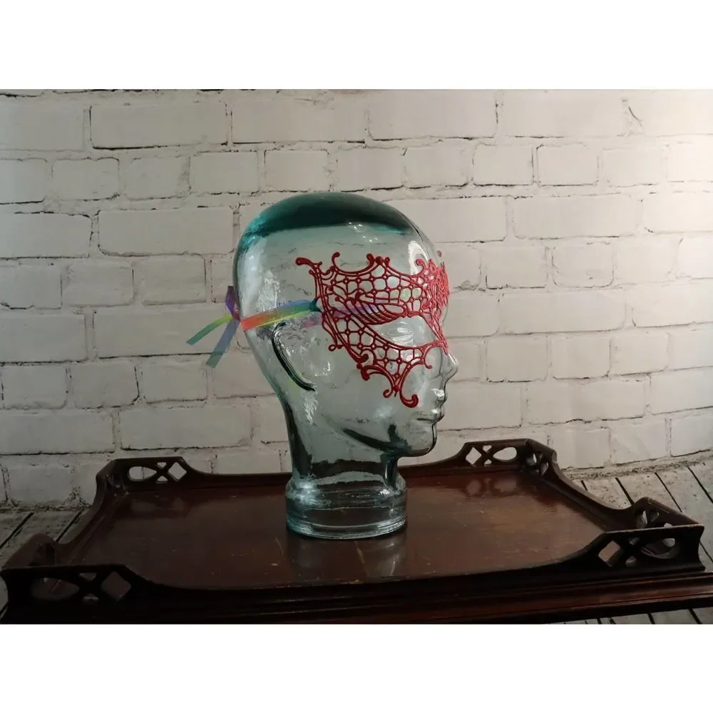 Red Masquerade Half Mask For Halloween or Cosplay